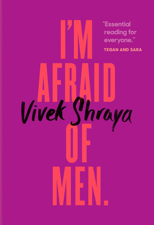 The book cover for I'm Afraid of Men has the title written in bold pink text on a purple background.