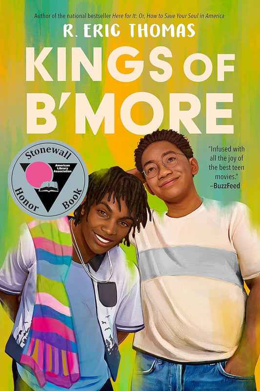 The book cover of Kings of B'More shows two black teen boys smiling at the viewer. 