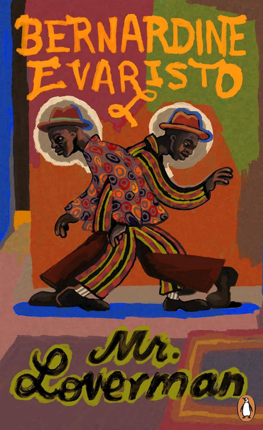 The book cover for Mr Loverman shows the illustration of a black man split into two versions of himself with each wearing different clothes and walking the opposite way to each other.