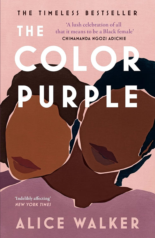 The book cover for The Colour Purple. An illustration of two black women wearing purple, with one resting her head on the others shoulder.