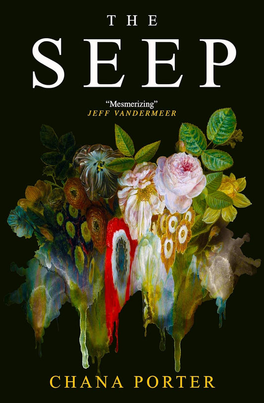 The black book cover for The Seep shows a bunch of flowers melting.