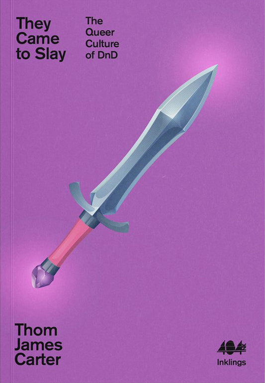 The book cover for They Came to Slay has a shining sword on a purple background.